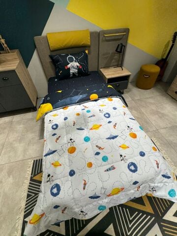 Tek Kişilik Ünlü Markaların Outlet Çarşaf Lastikli Uyku Seti Astronot