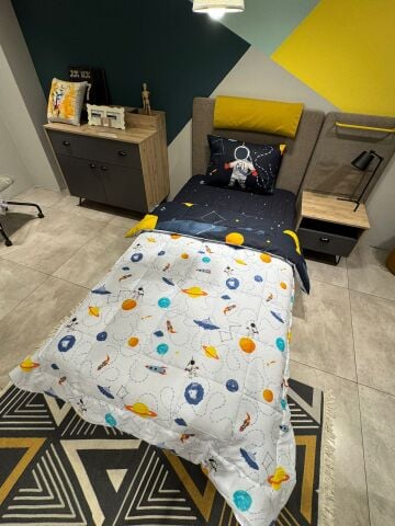 Tek Kişilik Ünlü Markaların Outlet Çarşaf Lastikli Uyku Seti Astronot