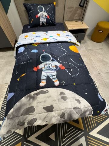 Tek Kişilik Ünlü Markaların Outlet Çarşaf Lastikli Uyku Seti Astronot