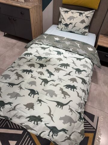 Tek Kişilik Ünlü Markaların Outlet Çarşaf Lastikli Uyku Seti Dinazor