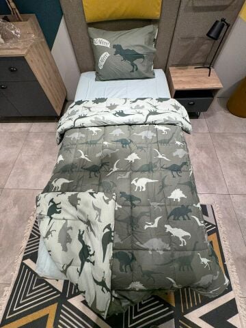 Tek Kişilik Ünlü Markaların Outlet Çarşaf Lastikli Uyku Seti Dinazor