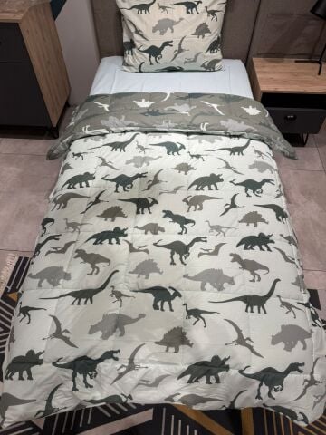 Tek Kişilik Ünlü Markaların Outlet Çarşaf Lastikli Uyku Seti Dinazor