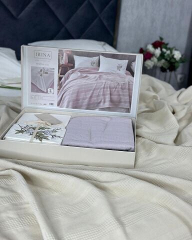 İrina %100 Pamuk Nakışlı Pike Takımı Marina Lila
