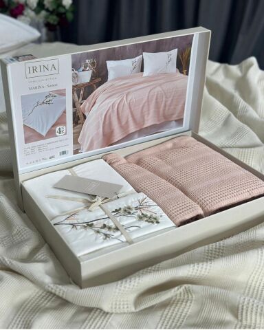İrina %100 Pamuk Nakışlı Pike Takımı Marina Somon
