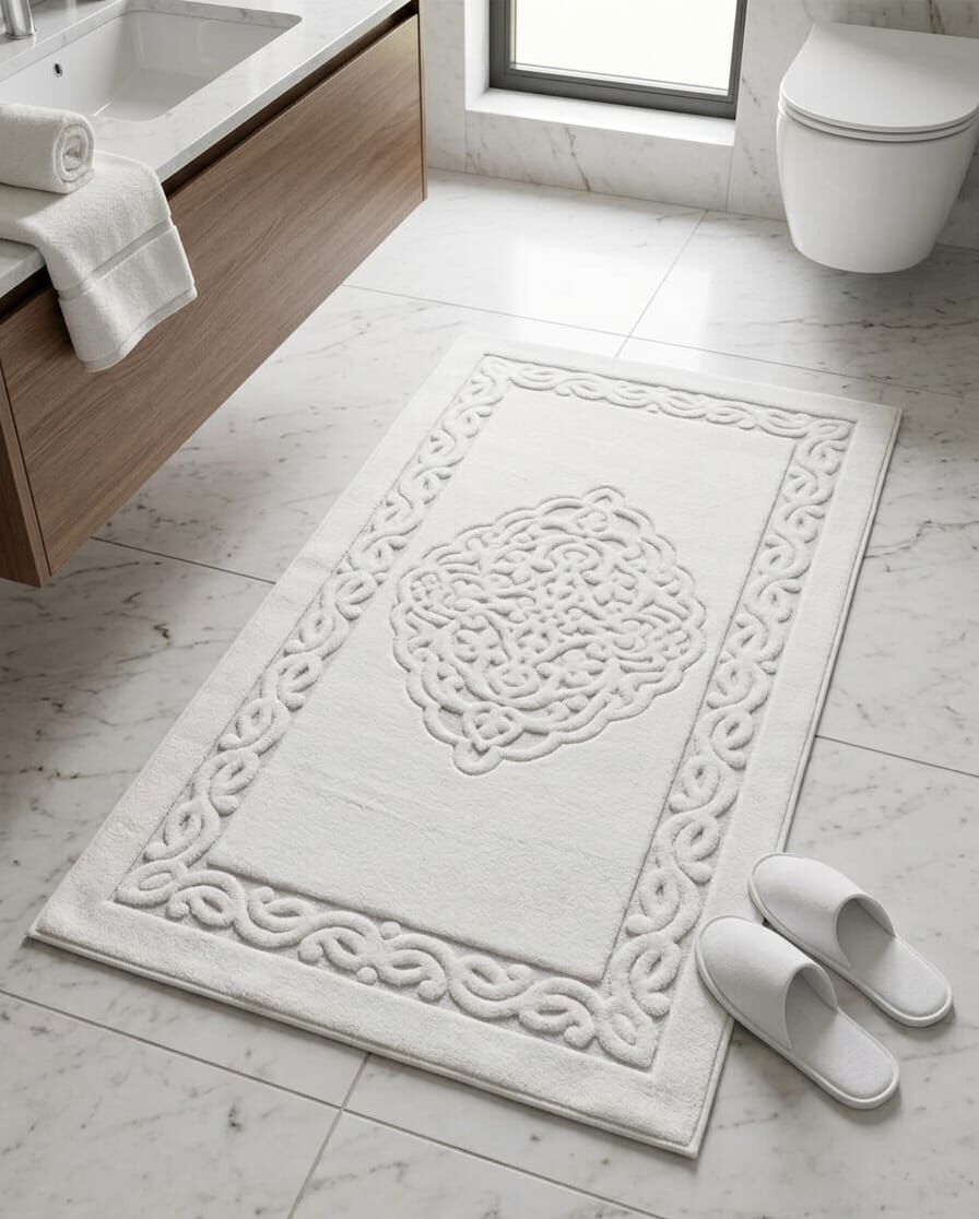Ottoman %100 Pamuk Yıkanabilir Halı 80x150cm Ekru