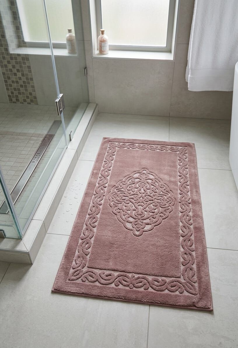 Ottoman %100 Pamuk Yıkanabilir Halı 80x150cm Kül Moru