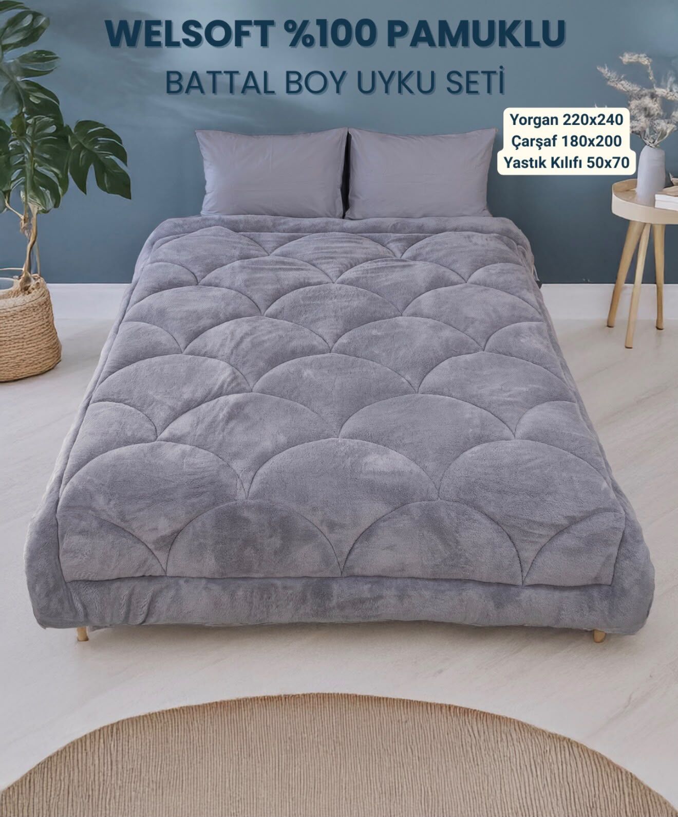 Battal Boy Welsoft Midye Exclusive Uyku Seti Antrasit