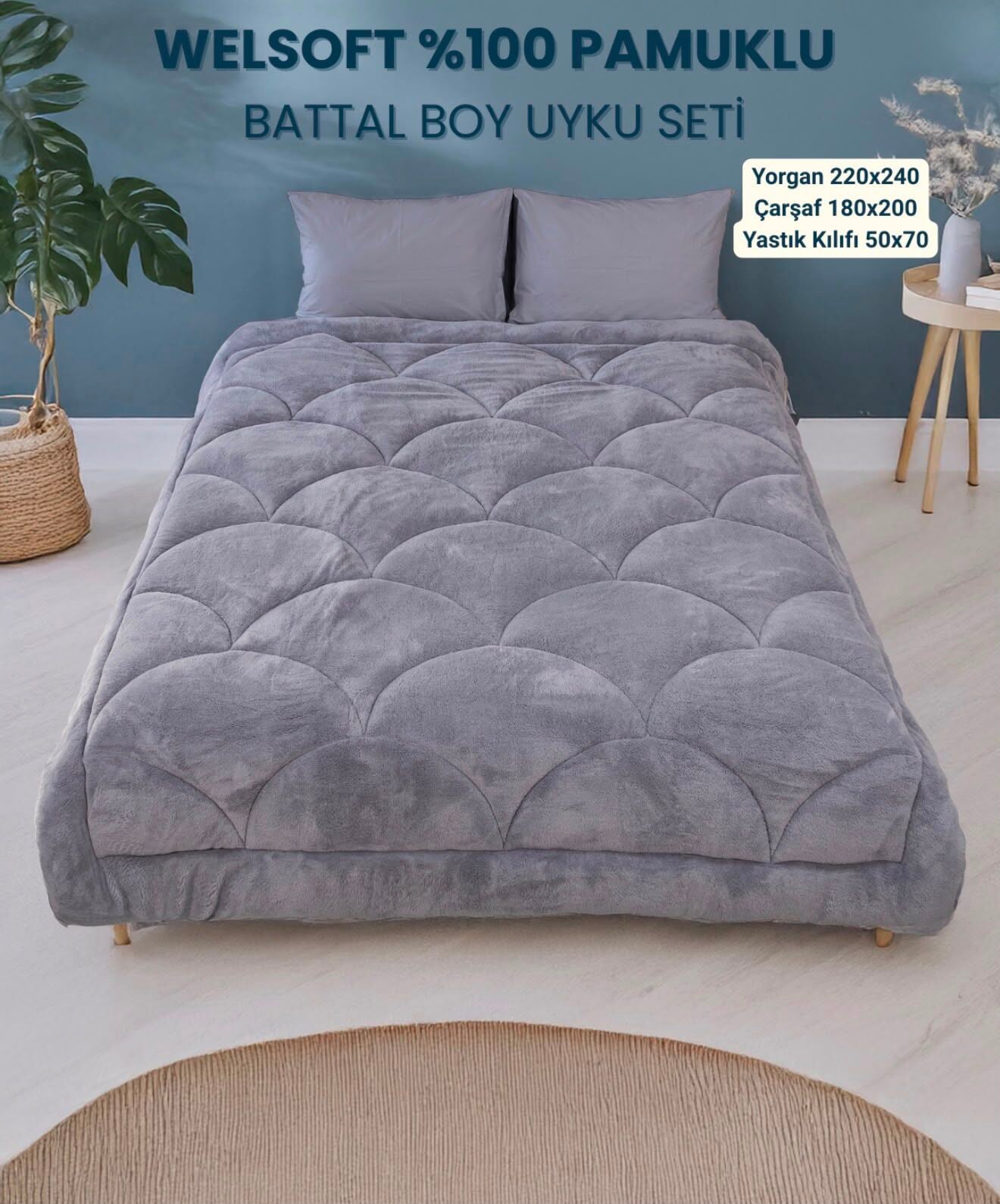 Battal Boy Welsoft Midye Exclusive Uyku Seti Antrasit