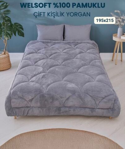 Exclusive Midye Çift Kişilik Welsoft Pufidik Uyku Seti Antrasit