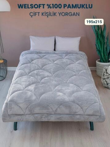 Exclusive Midye Çift Kişilik Welsoft Pufidik Uyku Seti Gri