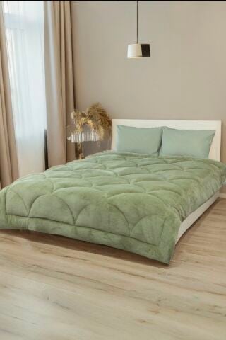 Exclusive Midye Çift Kişilik Welsoft Pufidik Uyku Seti Yeşil