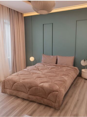 Exclusive Midye Çift Kişilik Welsoft Pufidik Uyku Seti Kahve
