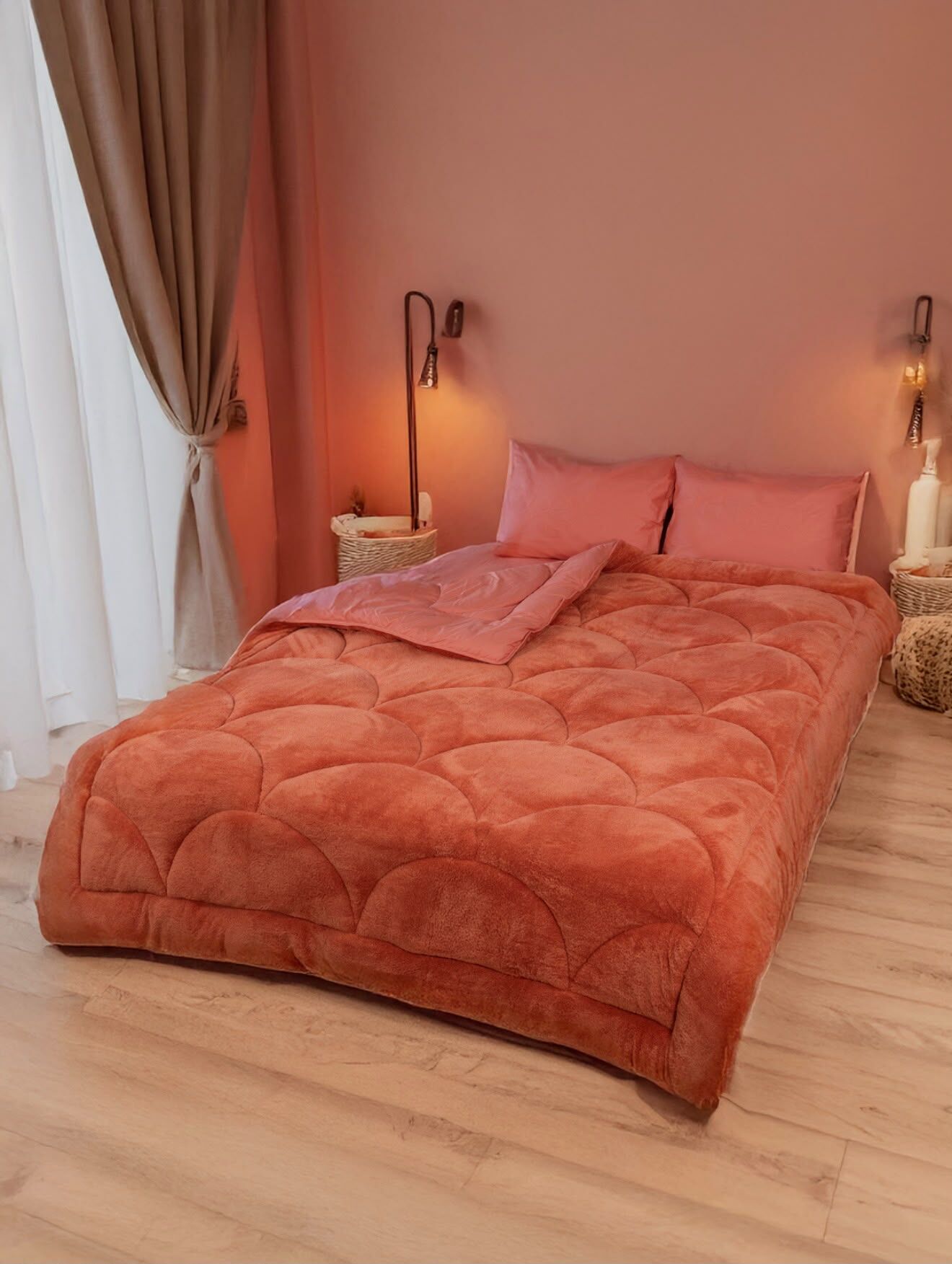 Exclusive Midye Çift Kişilik Welsoft Pufidik Uyku Seti Kiremit