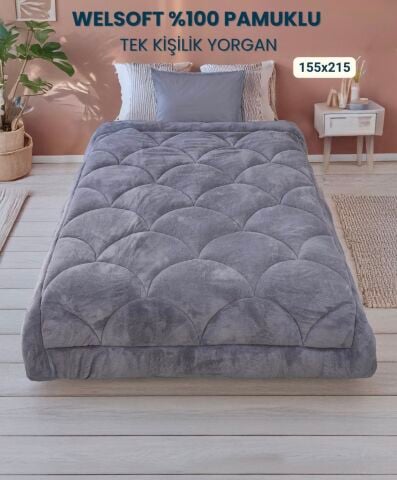 Exclusive Midye Welsoft Tek Kişilik Uyku Seti Antrasit