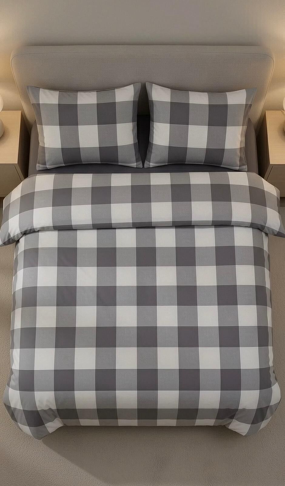 Ünlü Markaların Outlet Çift Kişilik Nevresim Takımı ( Çarşafı Düz) Ekose
