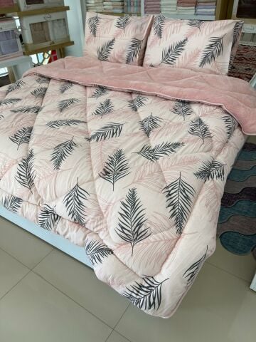 Tekstil Diyarı Çift Kişilik Welsoft Yorgan Yastıklı Pudra Tüy