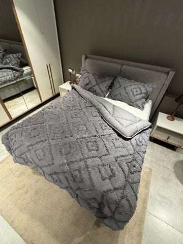 Eliza Çift Kişilik Puffy Uyku Seti ( Lastikli Çarşaflı) Dailing Antrasit