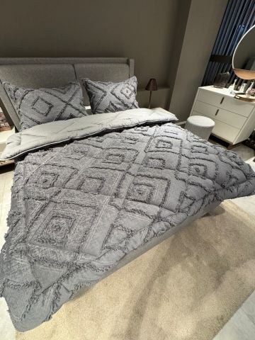 Eliza Çift Kişilik Puffy Uyku Seti ( Lastikli Çarşaflı) Dailing Antrasit