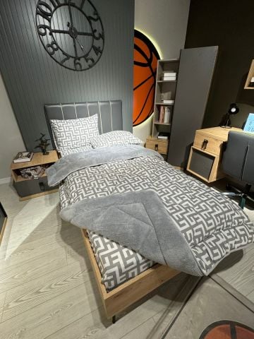 Tek Kişilik Welsoft Pufidik Uyku Seti Gri Labirent