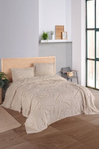 Violacasa Estiva Puffy Battal Boy Yatak Örtüsü Cappicuno Yaprak