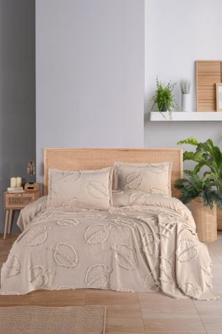 Violacasa Estiva Puffy Battal Boy Yatak Örtüsü Cappicuno Yaprak