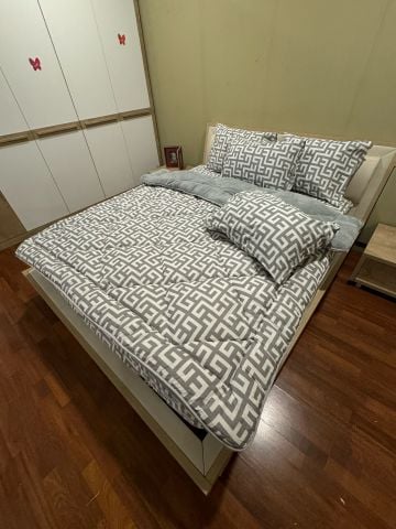 Çift Kişilik Welsoft Pufidik Uyku Seti Gri Labirent (Lastikli Çarşaflı)