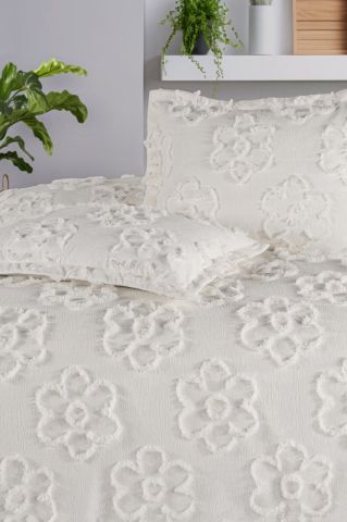 Violacasa Estiva Puffy Battal Boy Yatak Örtüsü Ekru Papatya