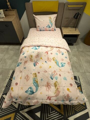 Tek Kişilik Ünlü Markaların Outlet Çarşaf Lastikli Uyku Seti Deniz Kızı