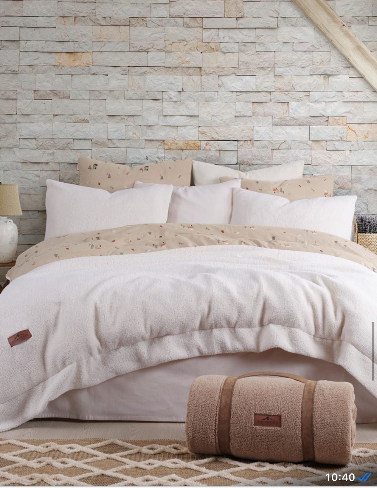 İyi Geceler İstanbul Sherwood Kuzu Tüyü Yatak Örtüsü Ekru