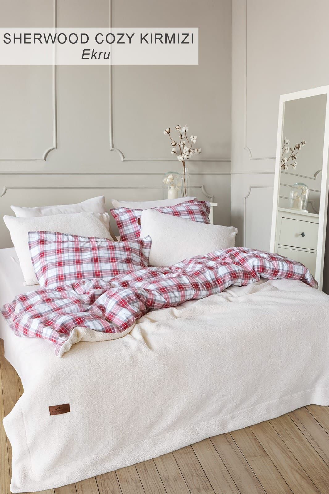İyi Geceler İstanbul Sherwood Kuzu Tüyü Yatak Örtüsü Cozy Ekru