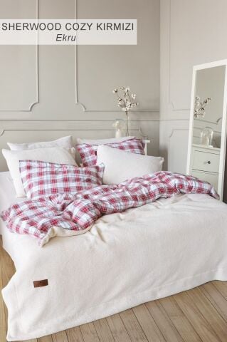 İyi Geceler İstanbul Sherwood Kuzu Tüyü Yatak Örtüsü Cozy Ekru