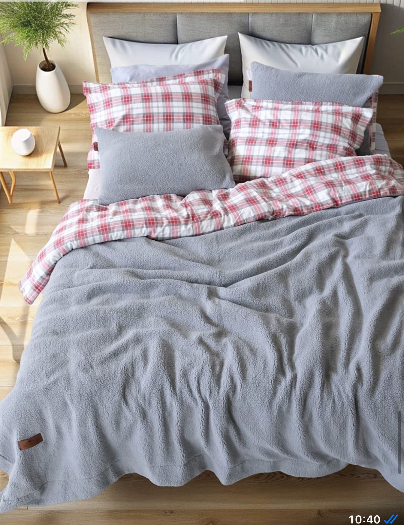 İyi Geceler İstanbul Sherwood Kuzu Tüyü Yatak Örtüsü Cozy Gri