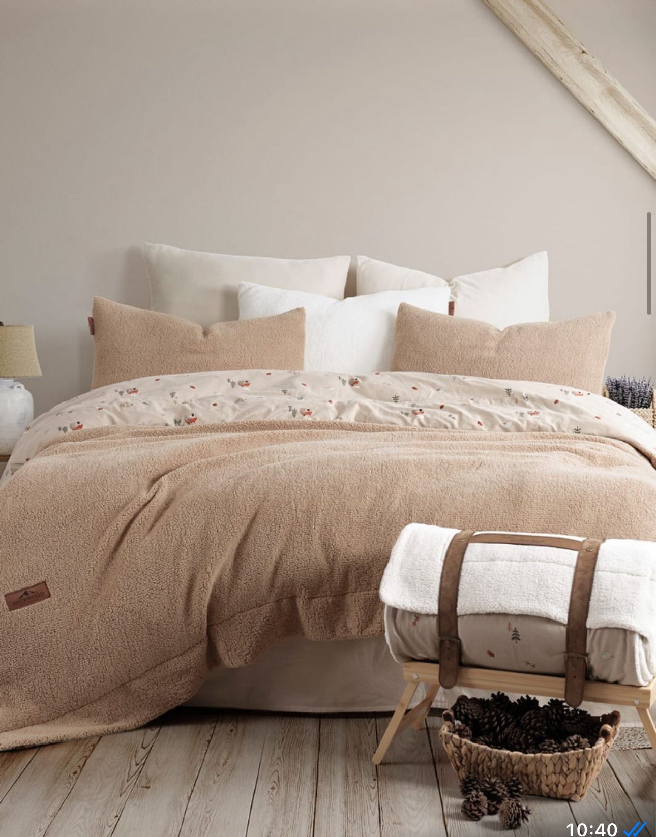 İyi Geceler İstanbul Sherwood Kuzu Tüyü Yatak Örtüsü Cappicuno