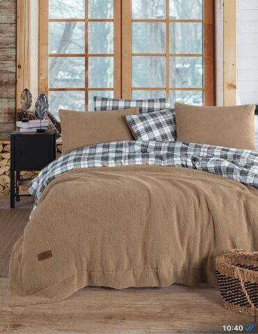 İyi Geceler İstanbul Sherwood Kuzu Tüyü Yatak Örtüsü Cozy Kahve