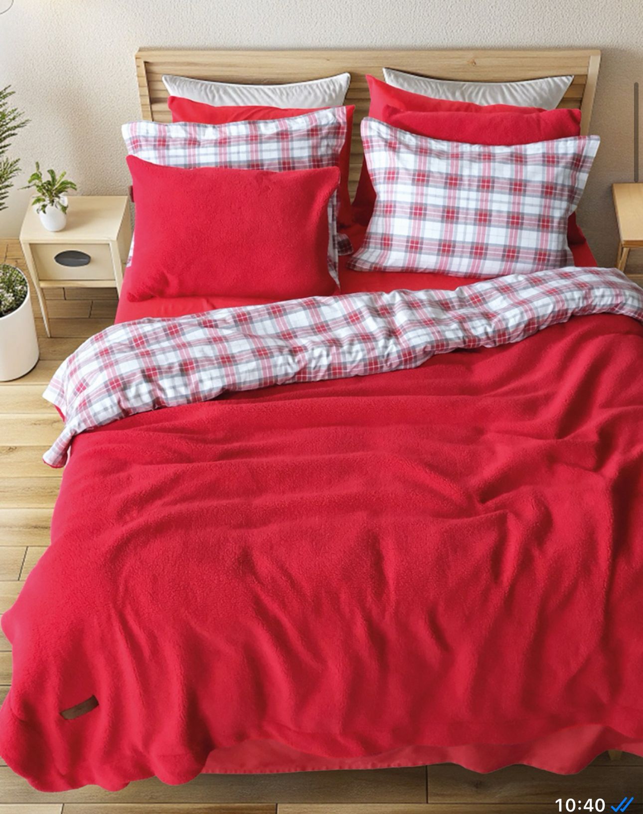 İyi Geceler İstanbul Sherwood Kuzu Tüyü Yatak Örtüsü Cozy Kırmızı