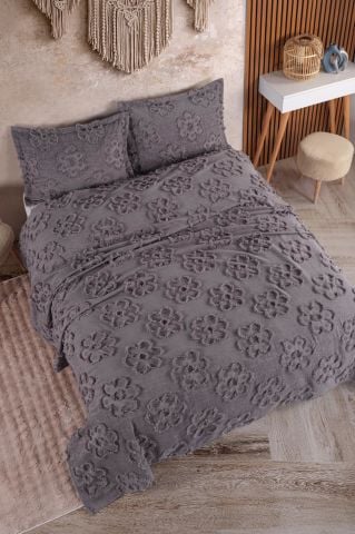 Violacasa Estiva Puffy Battal Boy Yatak Örtüsü Antrasit Papatya