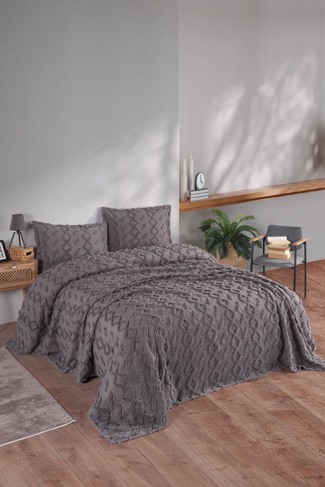 Violacasa Estiva Puffy Battal Boy Yatak Örtüsü Antrasit Jaqua