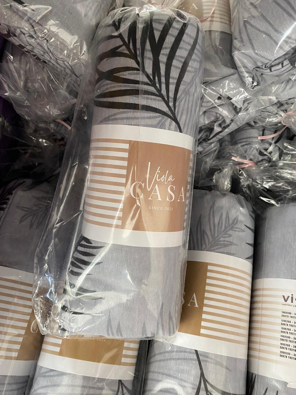 Violacasa Tek Kişilik Lastikli Çarşaf 100x200cm Yastıklı Gri Tüy