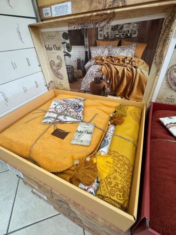 İyi Geceler İstanbul Boho Chic Çift Kişilik Battaniye & Nevresim Seti Hardal