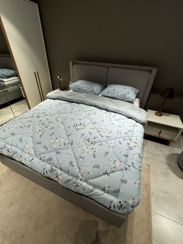 Tekstil Diyarı Çift Kişilik Welsoft Yorgan Yastıklı Gri Mavi Etnic