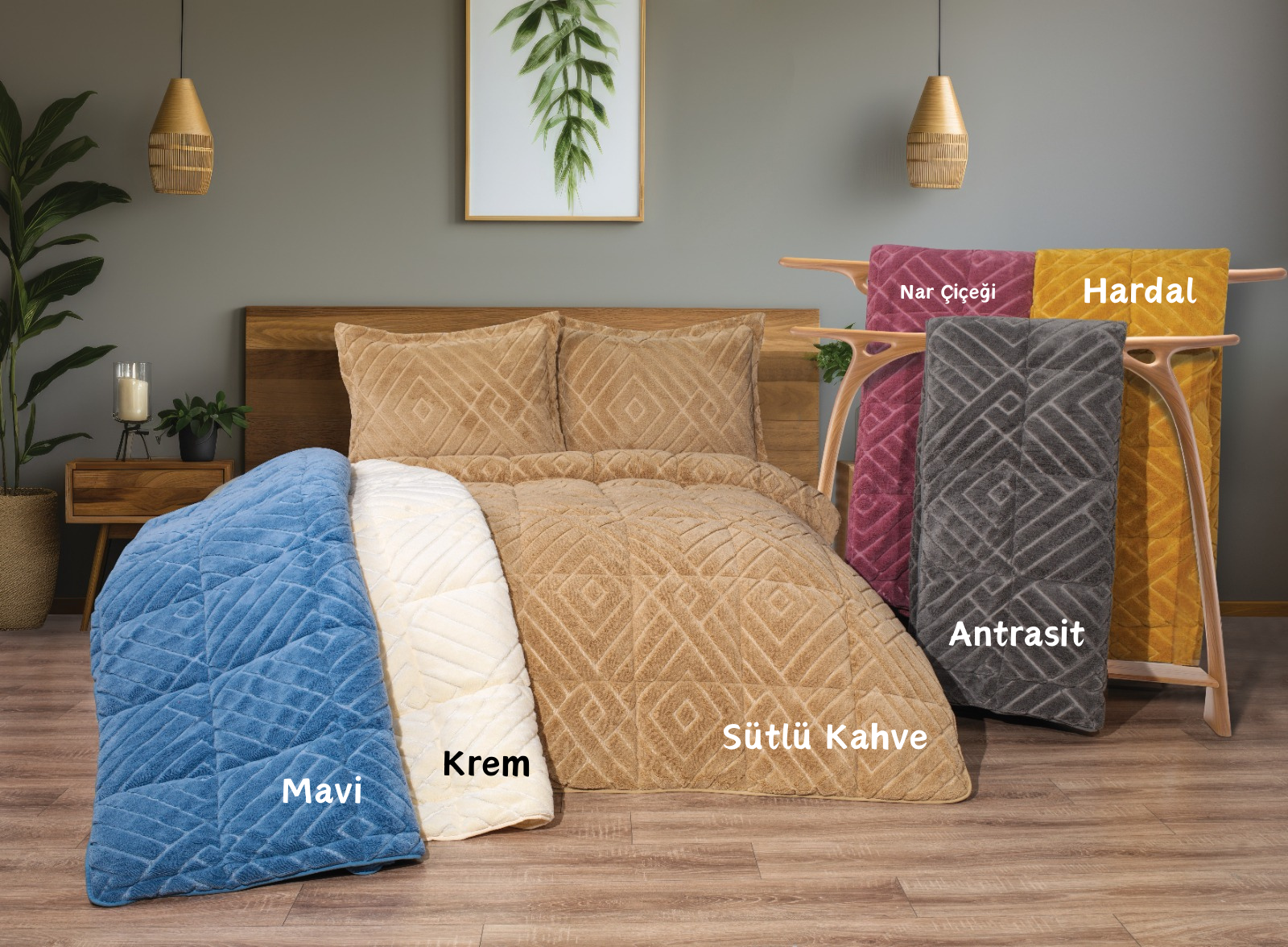 Violacasa Battal Boy Yumoş Jaquard Comforter Set ( Uyku Seti )