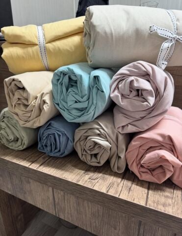 160x200 Kampanyalı Çift Kişilik %100 Pamuk Lastikli Çarşaf (2 Adet Renk Seçiniz )