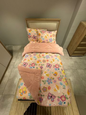 Tek Kişilik Welsoft Pufidik Uyku Seti Pudra Flower