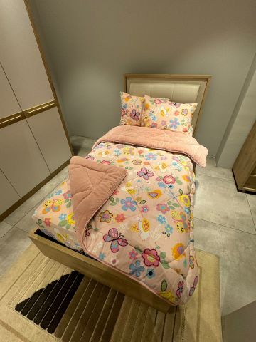 Tek Kişilik Welsoft Pufidik Uyku Seti Pudra Flower