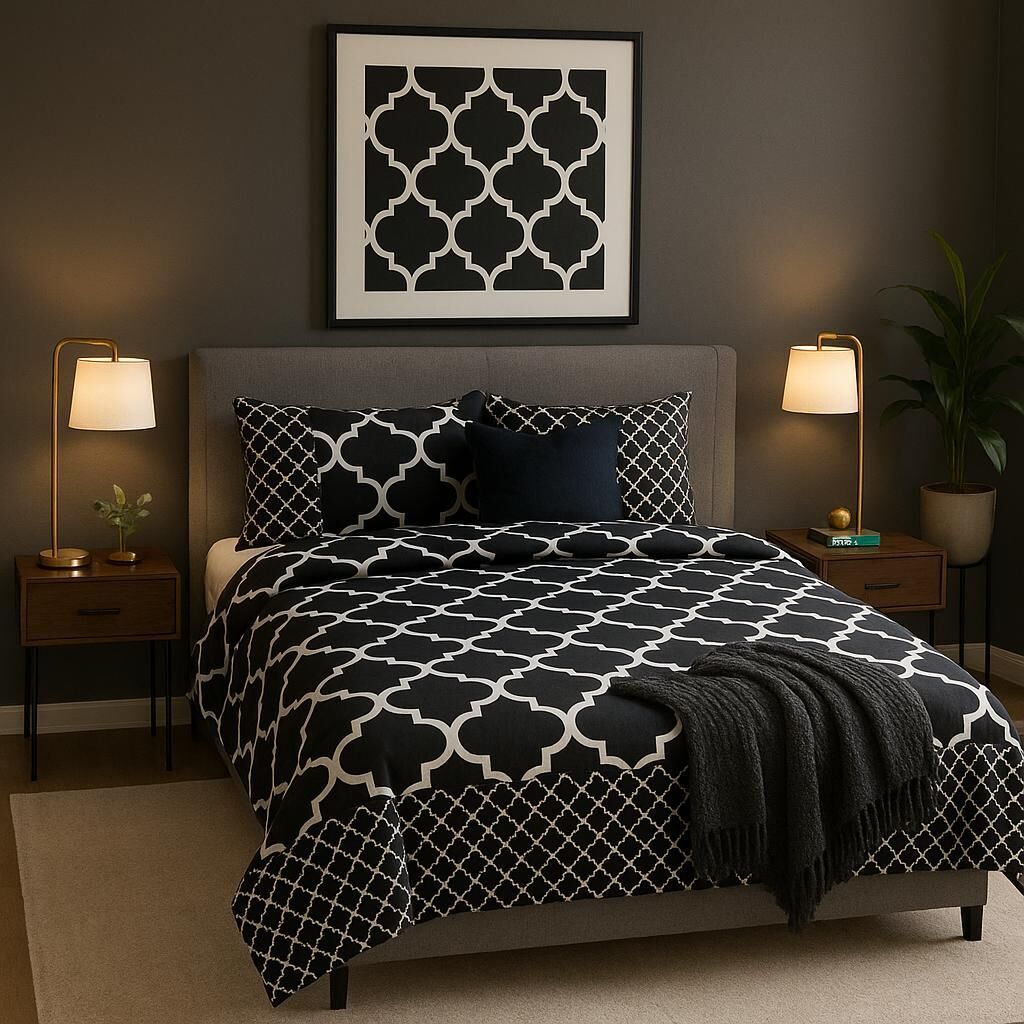 Marka Outlet Nevresim Takımı  ( Lastikli Çarşaf) Çift Kişilik Black Cloud