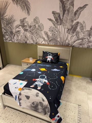 Marka Outlet Tek kişilik Nevresim Takımı (Lastikli Çarşaflı)  Astronot