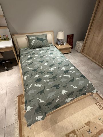 Outlet Tek Kişilik Nevresim Takımı ( Çarşafı Lastikli) Dinazor