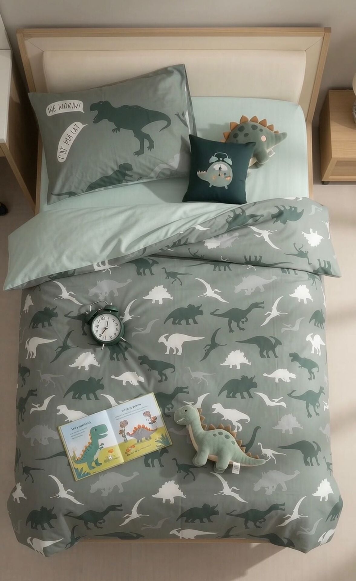 Outlet Tek Kişilik Nevresim Takımı ( Çarşafı Lastikli) Dinazor