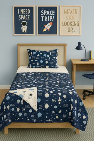 Outlet Tek Kişilik Nevresim Takımı ( Çarşafı Lastikli) Space