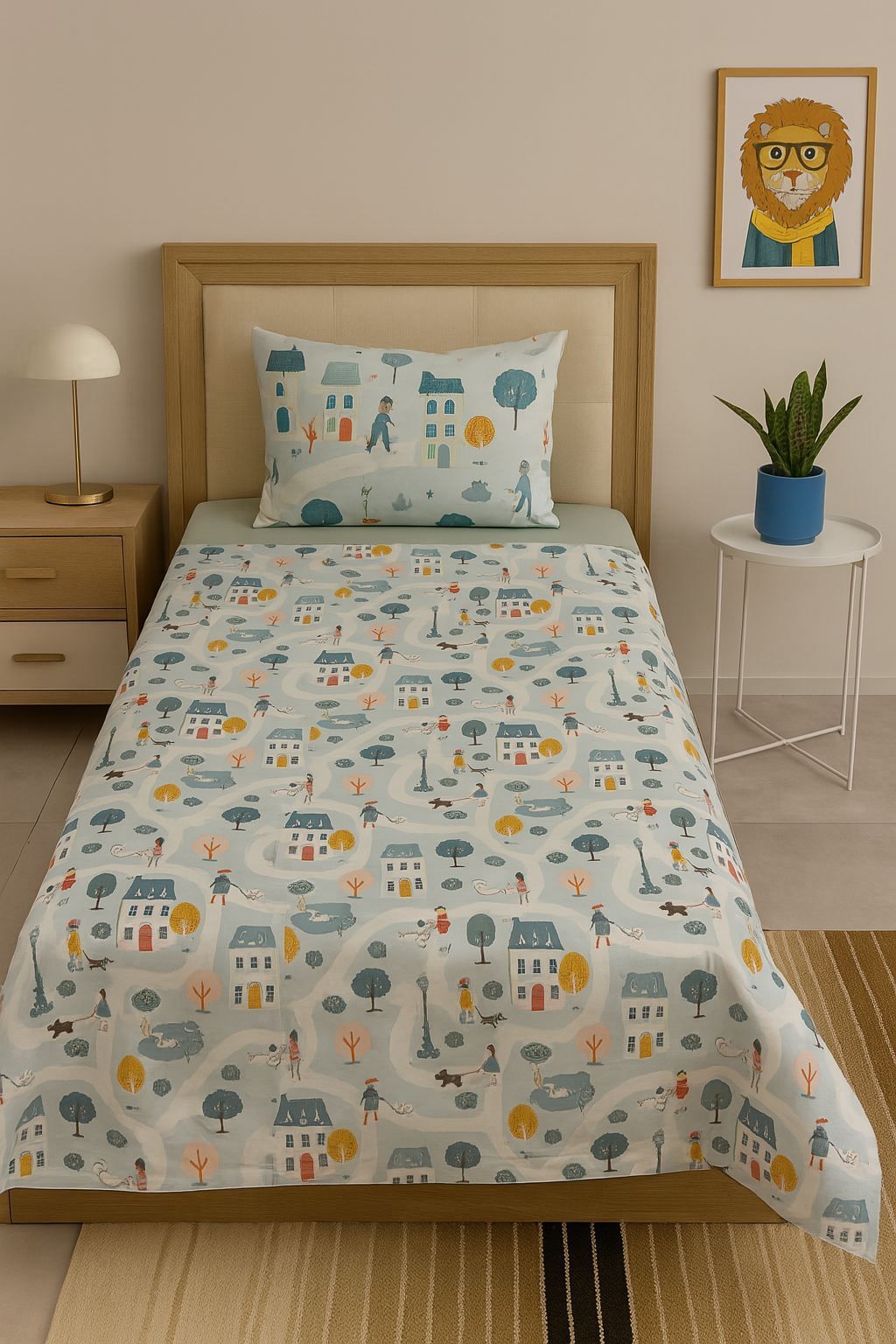 Marka Outlet Tek kişilik Nevresim Takımı (Lastikli Çarşaflı) Fishers